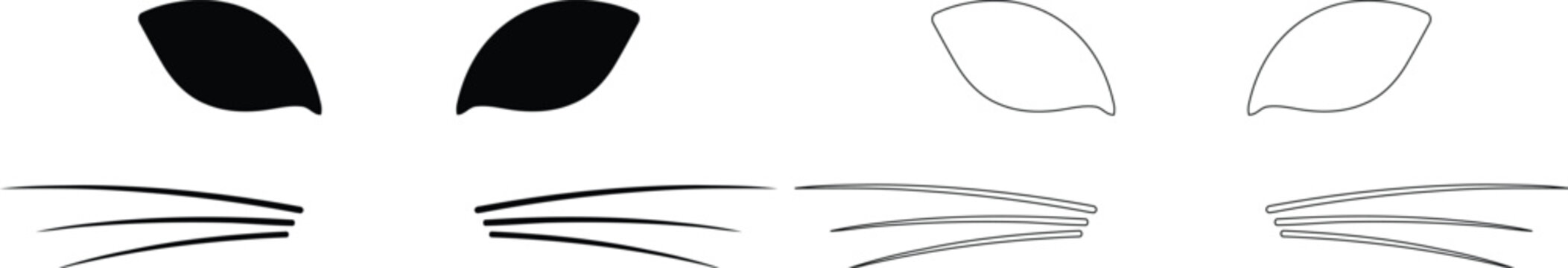 Minimalist cat eyes with whiskers icon set in black and outline style