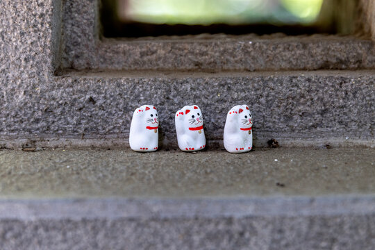 Maneki neko beckoning cats at gotokuji temple, japan