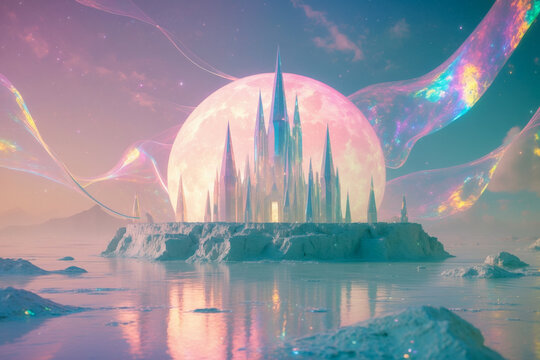 Futurism science fiction urban cityscape, cyber city town panorama building future AI Generative
