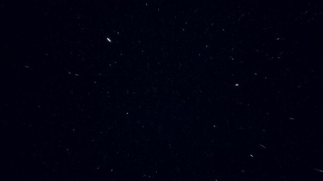 Minimal night sky with growing faint star points and brief light streaks across deep navy field, creating calm cosmic backdrop with sparse luminous detail and wide open space