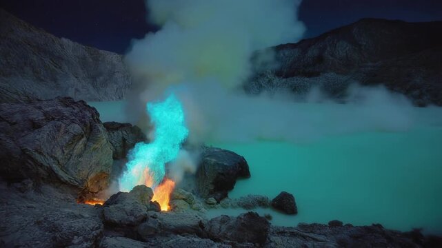 Java Ijen Blue Flame Crater