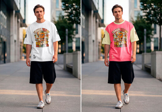 Blank oversized tshirt streetwear mockup