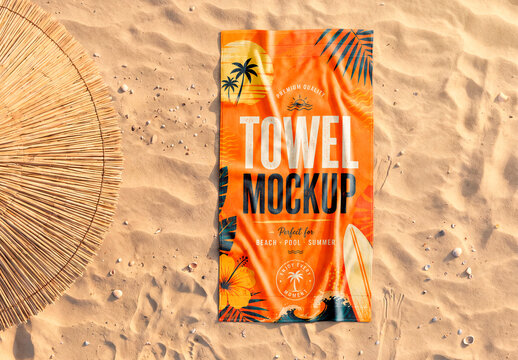 Beach Towel Mockup on Sand