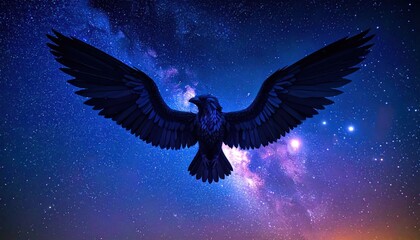 Obraz premium Majestic Eagle in Starry Night Sky.