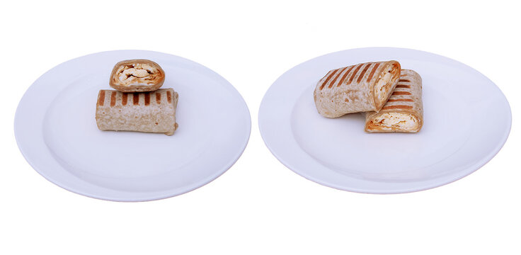 Grilled Chicken Wraps on White Plate Isolated on Transparent Background PNG