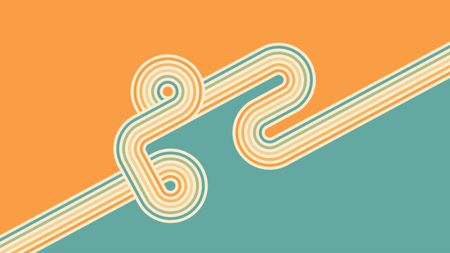 Abstract background of rainbow groovy Wavy Line design in 1970s Hippie Retro style. Vector pattern ready to use for cloth, textile, wrap and other.