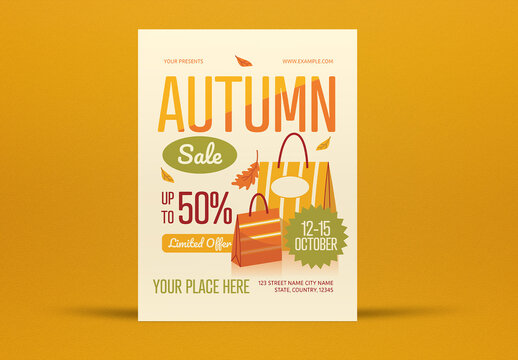 Orange and Yellow Quirky Autumn Sale Flyer Layout
