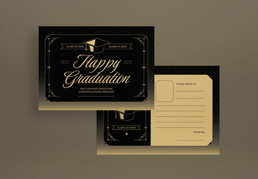 Black Elegant Graduation Greeting Card