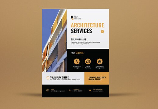 Black Modern Architecture Service Flyer Layout