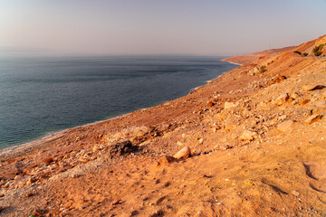 Dead Sea horizon, Jordanian coast at sunset, picturesque natural landscape, Middle East. © Tomasz