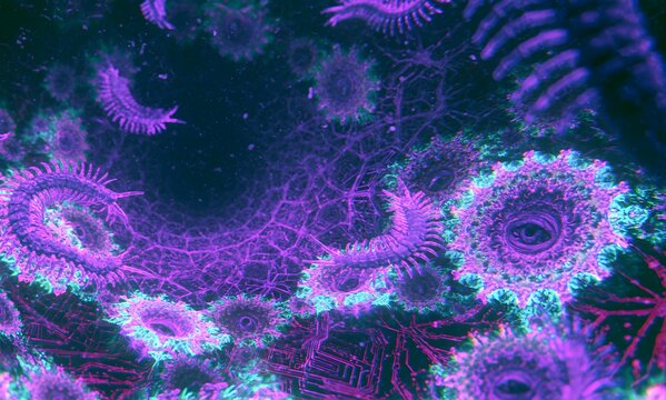 Neotropic holographic shader cell rotoscope style