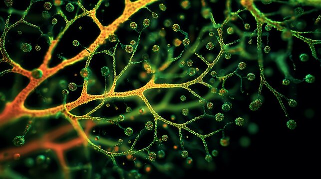 Abstract macro shot of a green plant leaf structure.