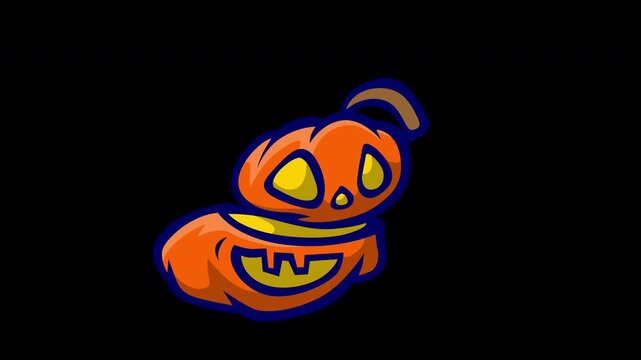 Halloween split pumpkin loop animation on transparent background 4K video.