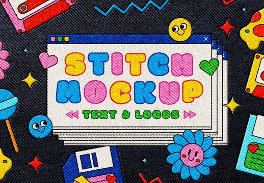Stitching Embroidery Text Mockup For Poster And Branding Design