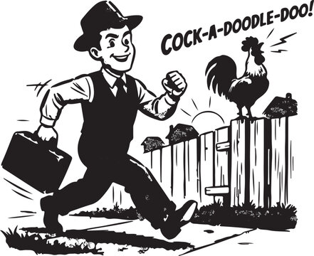 Man startled by rooster crowing in morning