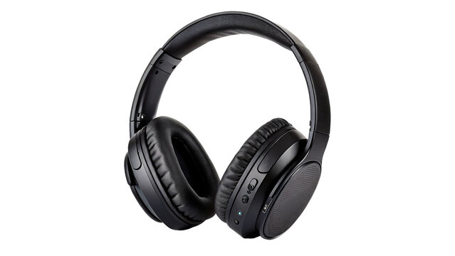 Black wireless over ear headphones audio tech equipment musical accessory isolated on transparent background