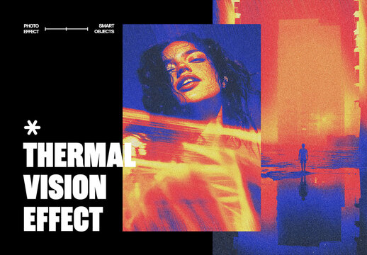 Vertical Thermal Vision Photo Effect For Poster And Print Design