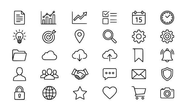 Universal editable line icon collection for infographics and web design vector