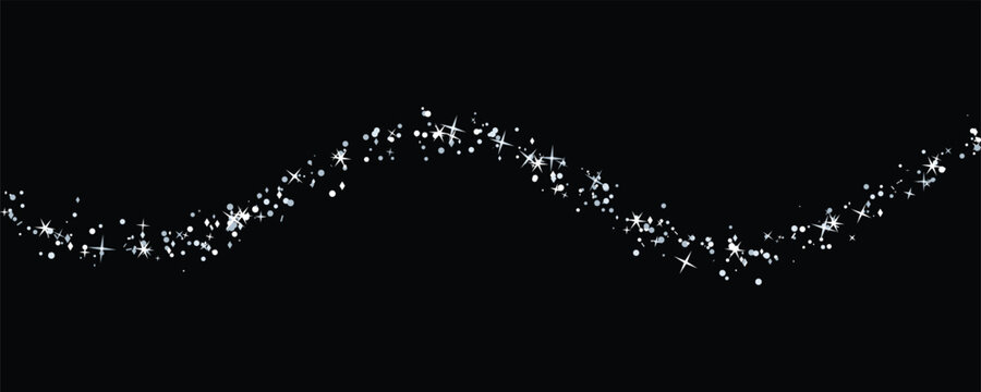 Sparkling stardust wave on black background with soft bokeh for magical event decoration