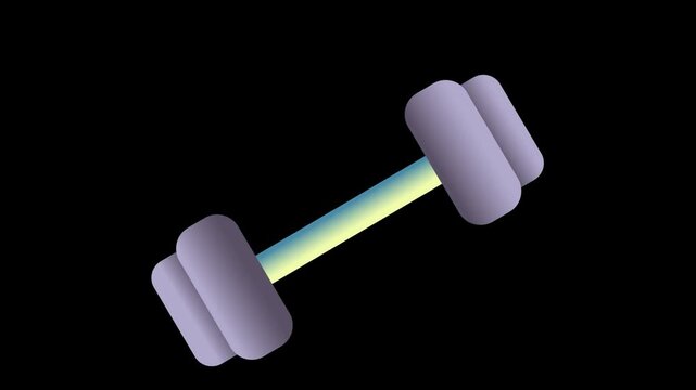 Minimalist Dumbbell Gym Workout Animation, Purple Weightlifting and Strength Training Icon, Fitness Equipment and Bodybuilding Concept on Black Background