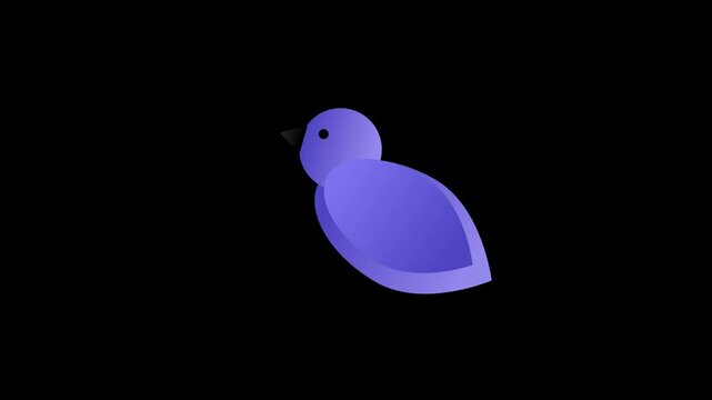 Minimalist Flying Bird Animation, Purple Gradient Bird Flapping Wings, Spring Nature Wildlife and Freedom Concept Loop on Black Background