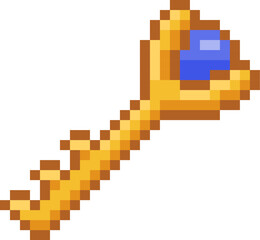 Fototapeta premium Key With Gem Pixel Art