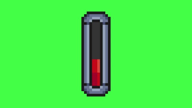 vertical health bar parameter loop animation in pixel art style with green screen background