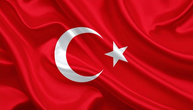 Red Turkey flag with white star and crescent in full screen