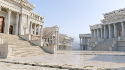 Obraz premium Ancient Alexandria’s Great Library a stunning recreation of Hellenistic grandeur and architectural mastery