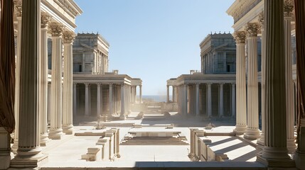 Naklejka premium Ancient Alexandria's Grand Library A Majestic Vision of Historical Power and Architectural Splendor