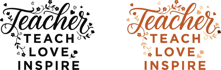 Teacher appreciation typography design with floral elements for gifts and classroom decor © sharmin