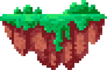 Fototapeta premium Floating Island Platform Pixel Art