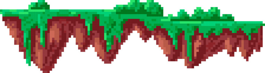 Fototapeta premium Island Platform Pixel Art Game Asset