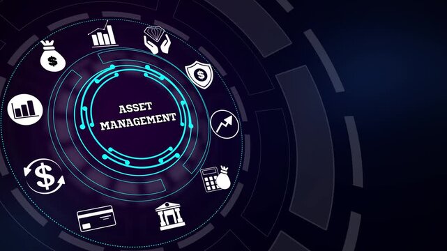 Sleek digital broadcast lower third displaying asset management text, stylized with a creative international flight path tracking layout banner