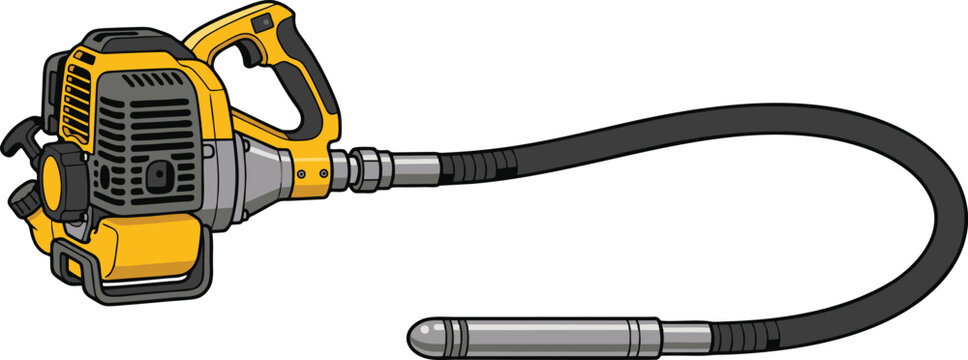 Yellow concrete vibrator construction tool for pouring foundations and civil engineering with concrete vibrator construction industrial equipment engineering foundation building infrastructure