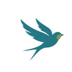 Fototapeta premium Stylized blue bird in flight