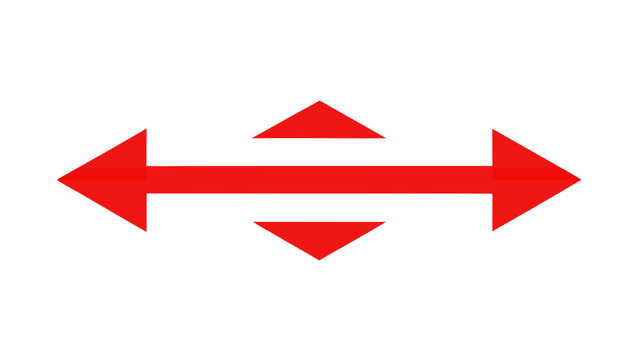 Opposite direction arrow icon set, minimalist vector illustration of two red arrows facing opposite sides for navigation swap reverse flow and UI design. on white background .vector