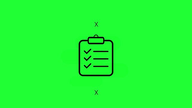 Clipboard checklist animated outline icon with alpha channel. 4k animation video