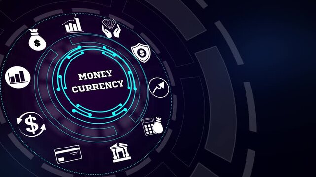 Premium financial wealth building text layout graphic with a glowing blue neon border structure, ideal for capital markets and financial media assets