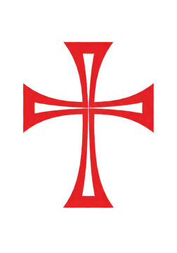 A red Cross Patt&eacute;e vector icon, commonly associated with the Knights Templar, isolated on a transparent background for graphic design projects.