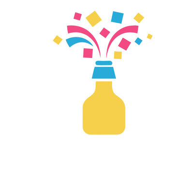 Confetti exploding from a bottle