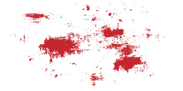 Abstract red blood splatter and messy ink grunge texture background layout in creative vector illustration.