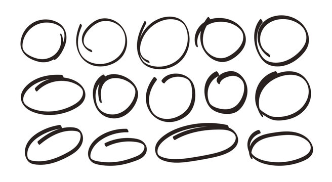 Hand-Drawn Scribbled Circle Elements Set

