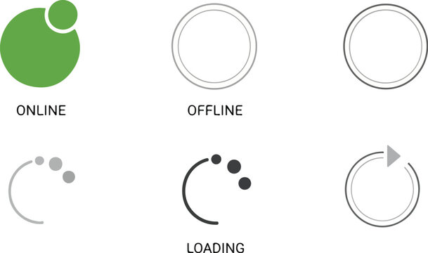 Online and offline status indicators with abstract circular design