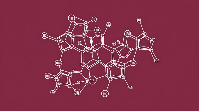 The molecular formula of glucose, a simple sugar, is visually represented in a detailed diagram on a maroon background.