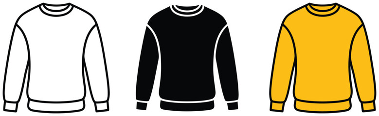 Casual Sweatshirt and Long Sleeve Shirt Icons Representing Comfortable Fleece Pullover Clothing and Fashion Apparel vector design © welcome saiful