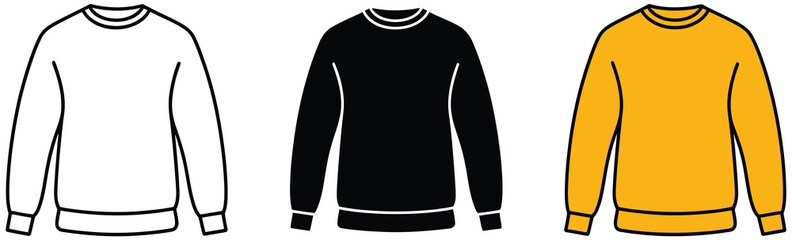 Casual Sweatshirt and Long Sleeve Shirt Icon Set Featuring Comfortable Fleece Pullover Apparel Symbols vector design © welcome saiful
