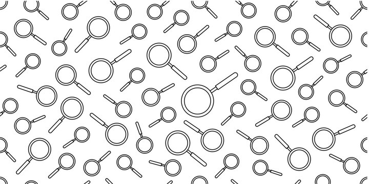 Loupe seamless pattern background. Seamless magnifying glass pattern. Magnifying glass doodle pattern background.	