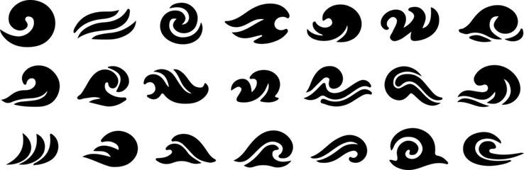 Fototapeta premium Black water wave symbols