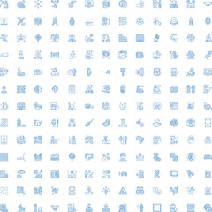Fototapeta premium Diverse set of simple line icons illustrating business, technology, finance, health, environment, and various daily life concepts for digital interfaces